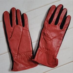 Grandoe Red Leather & Black Lined Gloves, sz Large